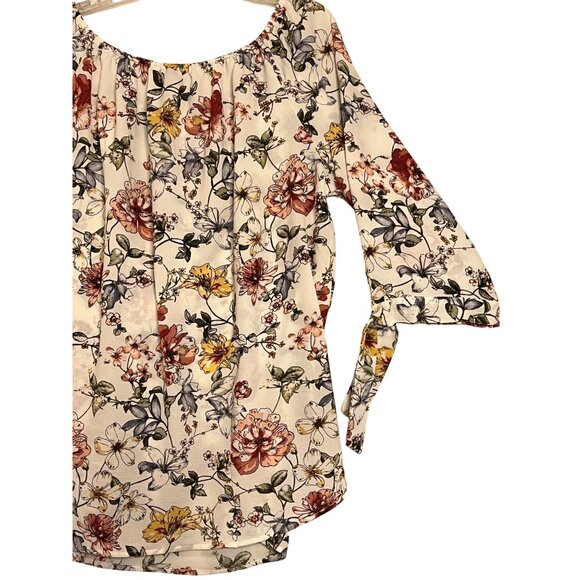 Misia Curvy Floral Peasant Blouse 2X  Peasant Ruffle Sleeves Women's Plus Size - Picture 13 of 15
